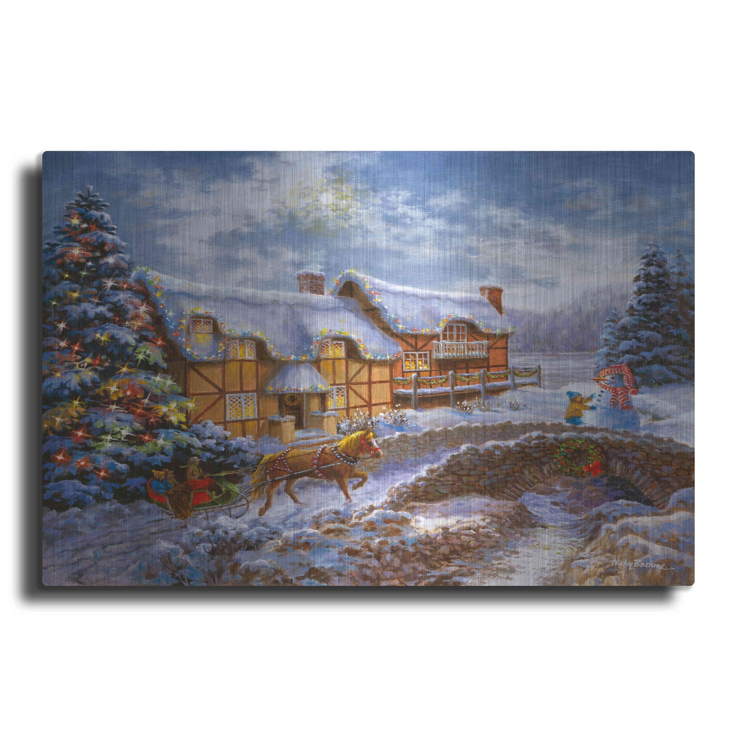 Luxe Metal Art 'Country Cottages' by Nicky Boehme, Metal Wall Art