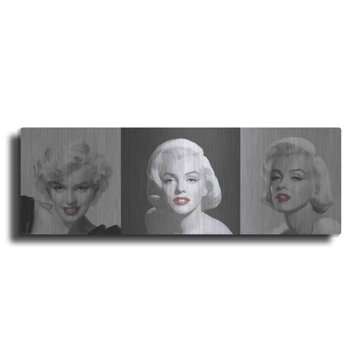 'Marilyn Trio Red Lips Blue Eyes' by Chris Consani – Metal Wall Art