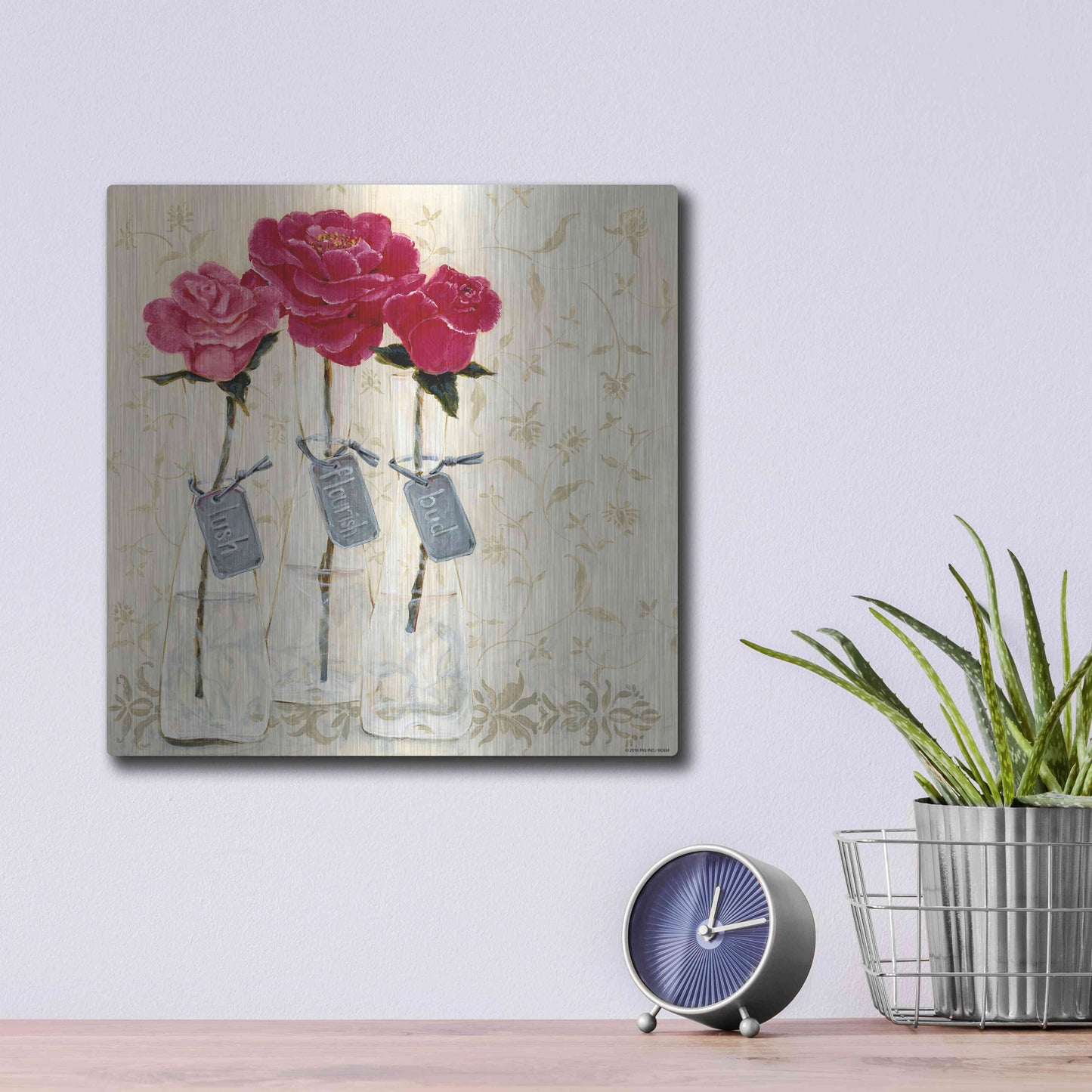 Luxe Metal Art 'Inspired Pink' by Jadei Graphics, Metal Wall Art,12x12