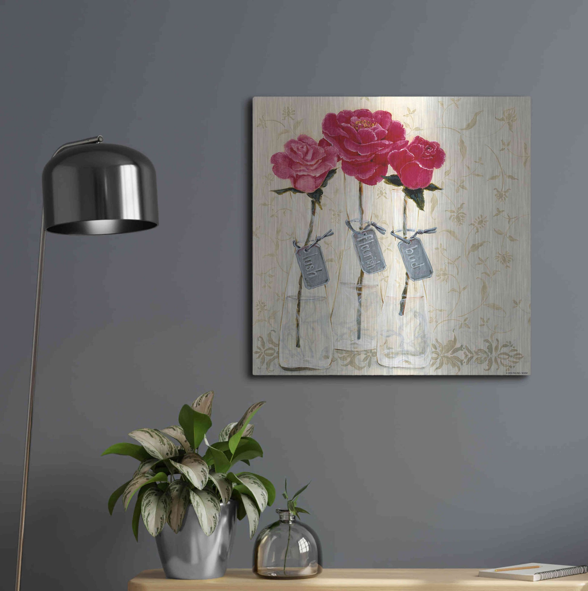 Luxe Metal Art 'Inspired Pink' by Jadei Graphics, Metal Wall Art,24x24