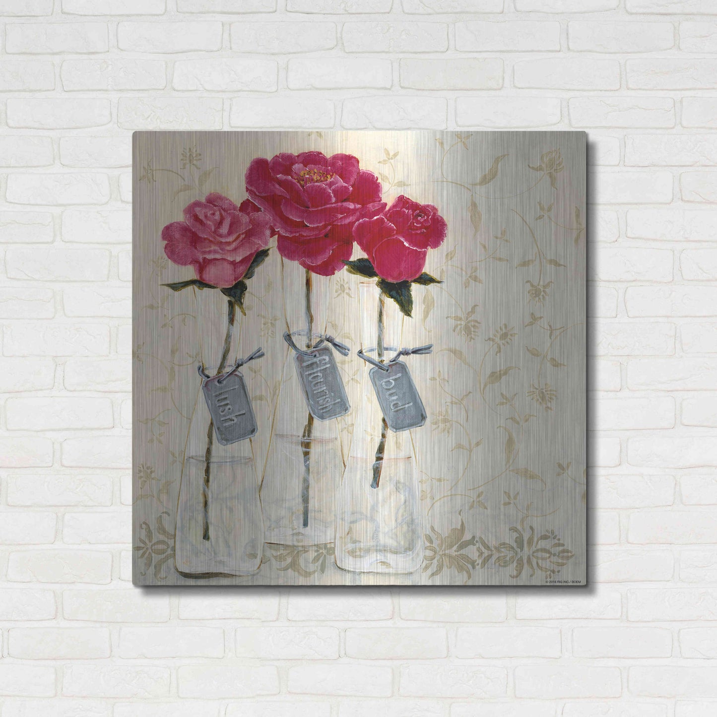 Luxe Metal Art 'Inspired Pink' by Jadei Graphics, Metal Wall Art,36x36