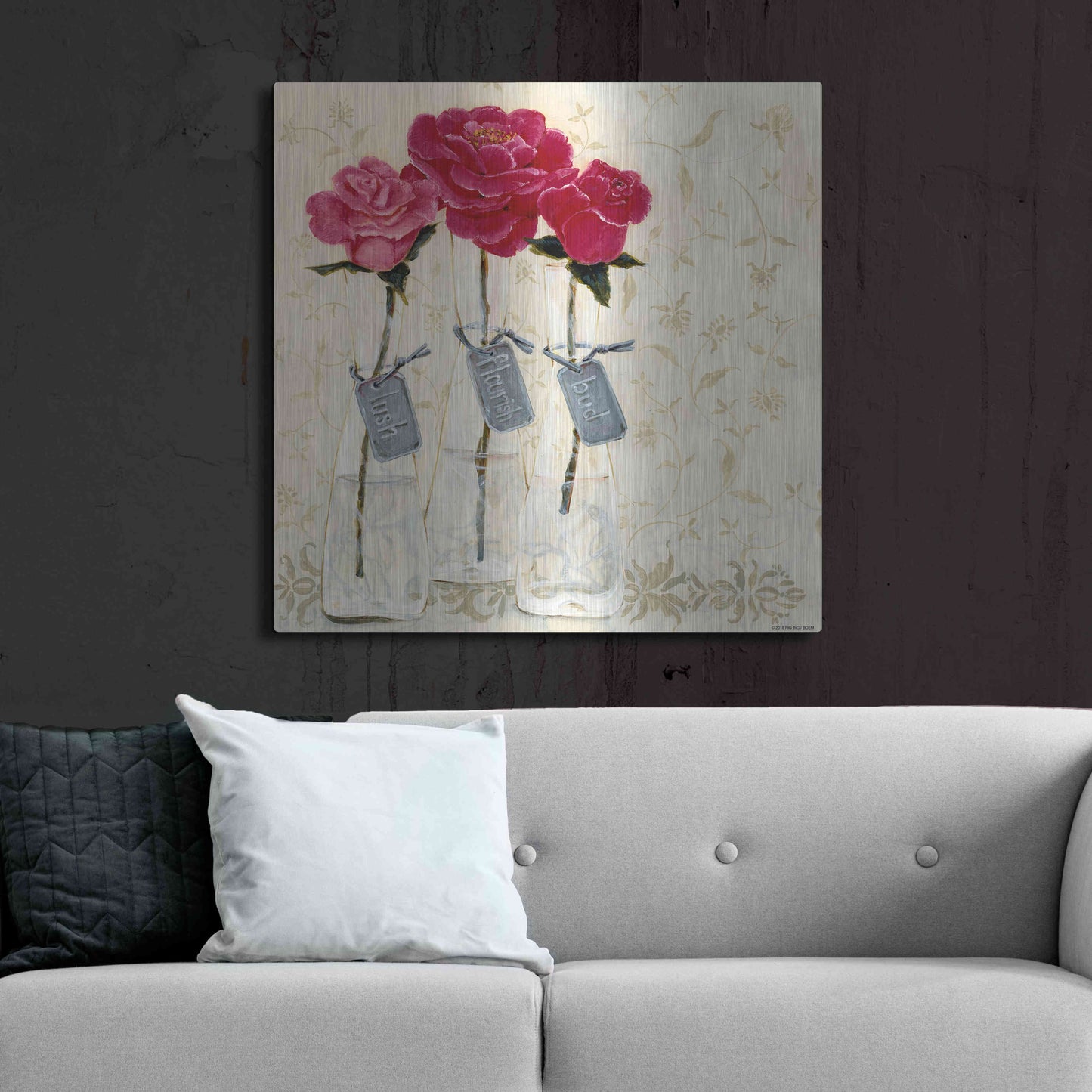 Luxe Metal Art 'Inspired Pink' by Jadei Graphics, Metal Wall Art,36x36