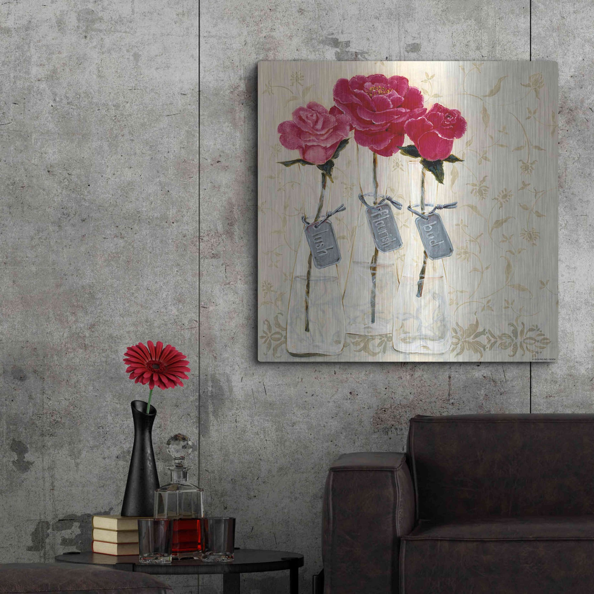 Luxe Metal Art 'Inspired Pink' by Jadei Graphics, Metal Wall Art,36x36