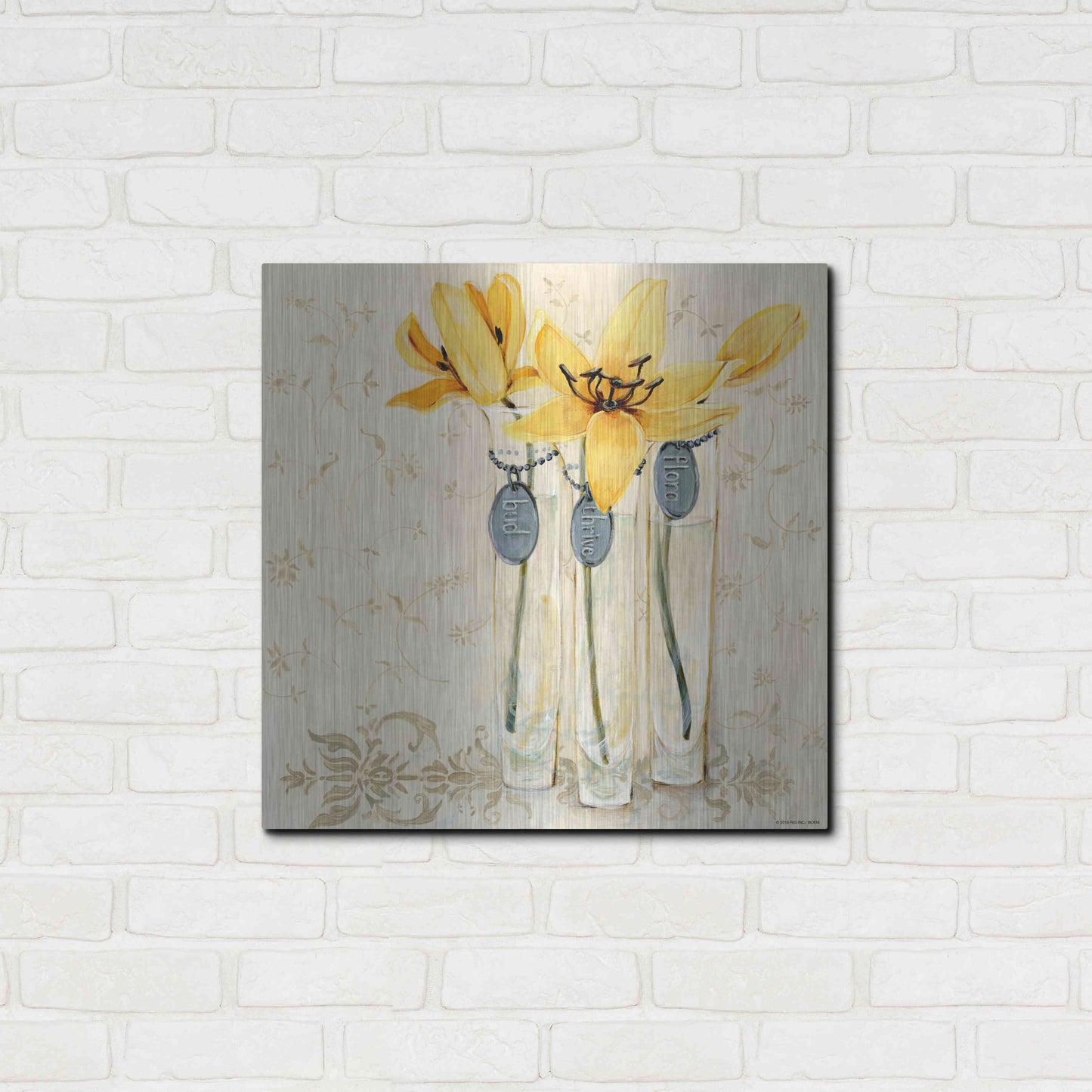 Luxe Metal Art 'Inspired Yellow' by Jadei Graphics, Metal Wall Art,24x24