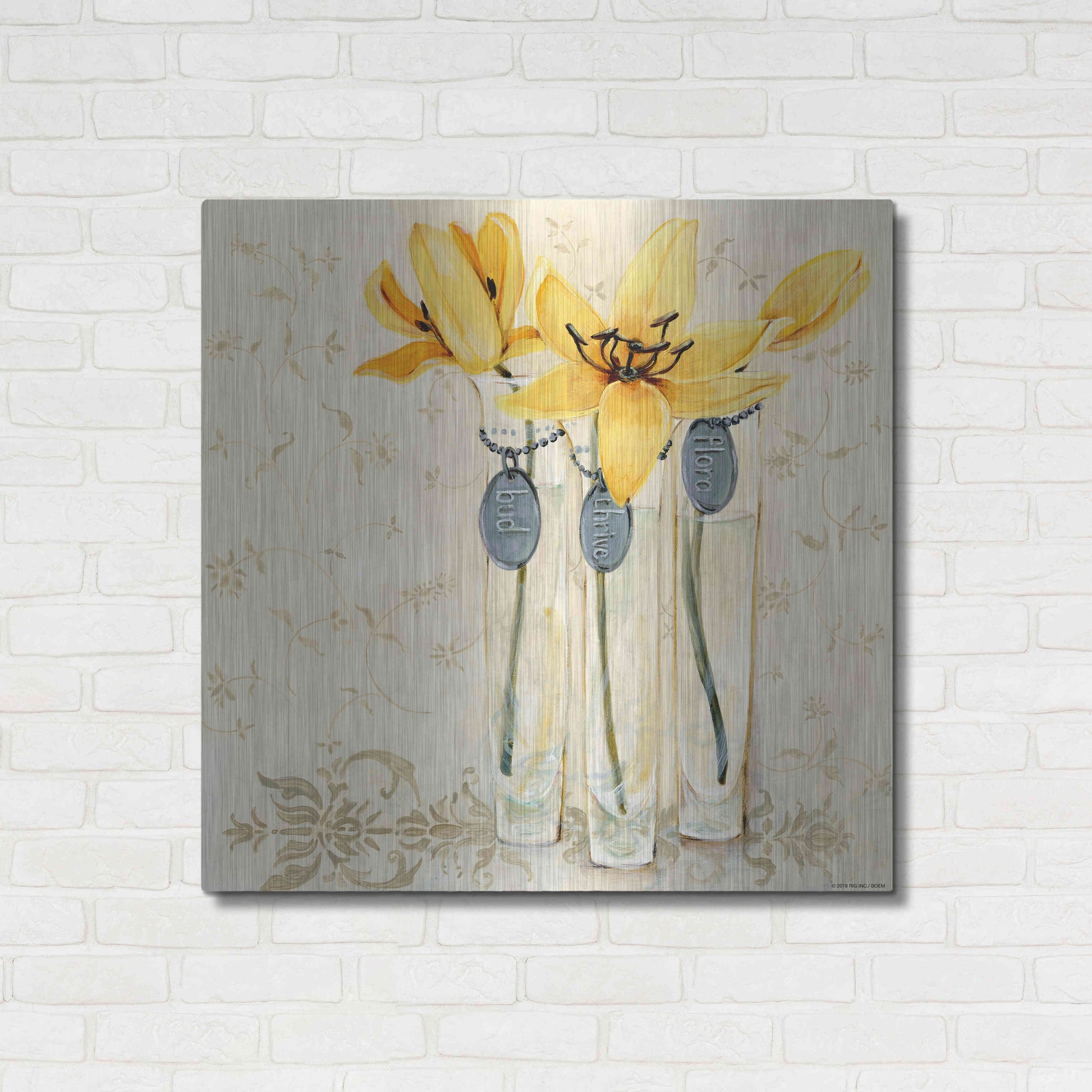 Luxe Metal Art 'Inspired Yellow' by Jadei Graphics, Metal Wall Art,36x36