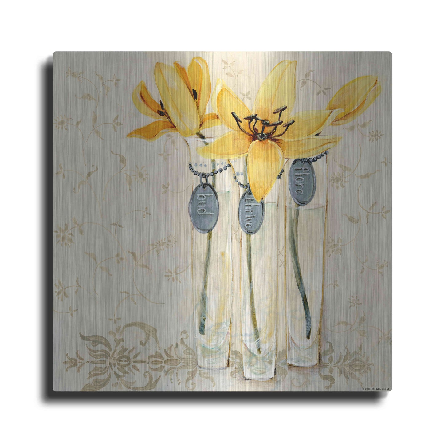 Luxe Metal Art 'Inspired Yellow' by Jadei Graphics, Metal Wall Art