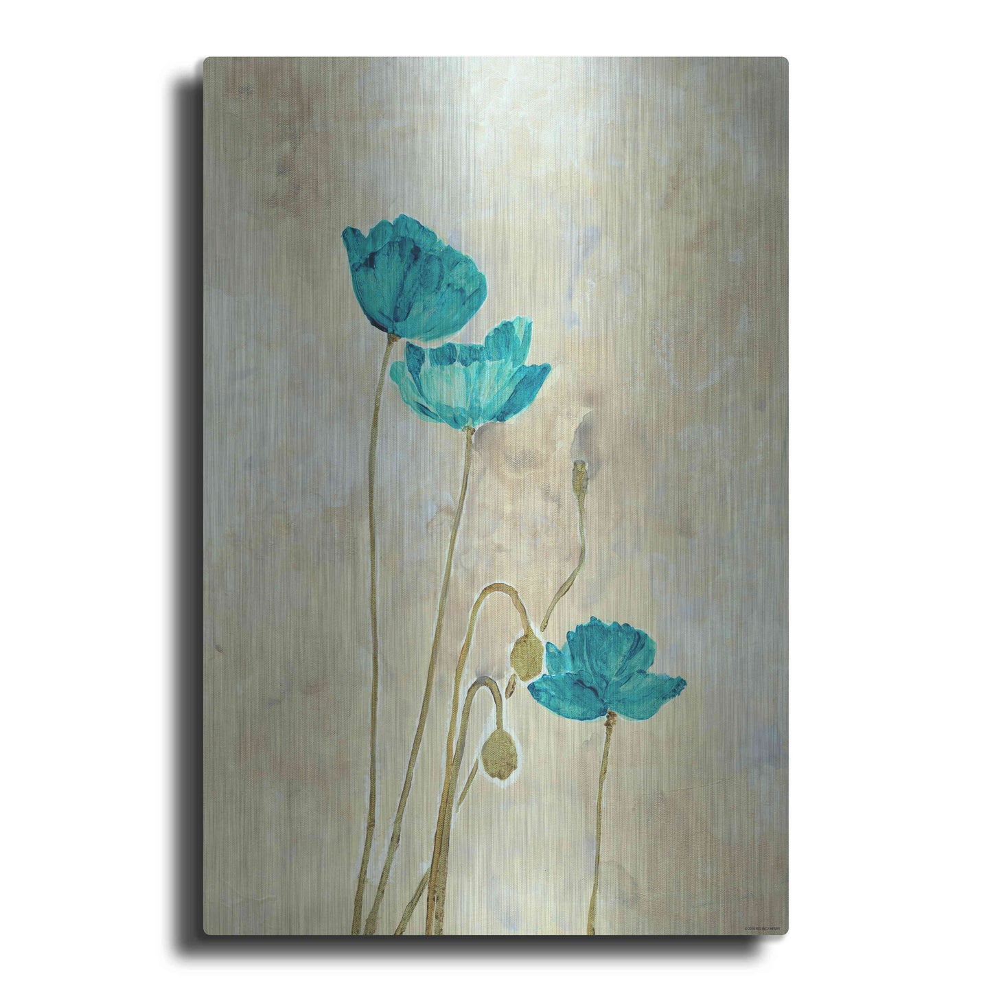 Luxe Metal Art 'Tealqoise Flowers 2' by Jadei Graphics, Metal Wall Art