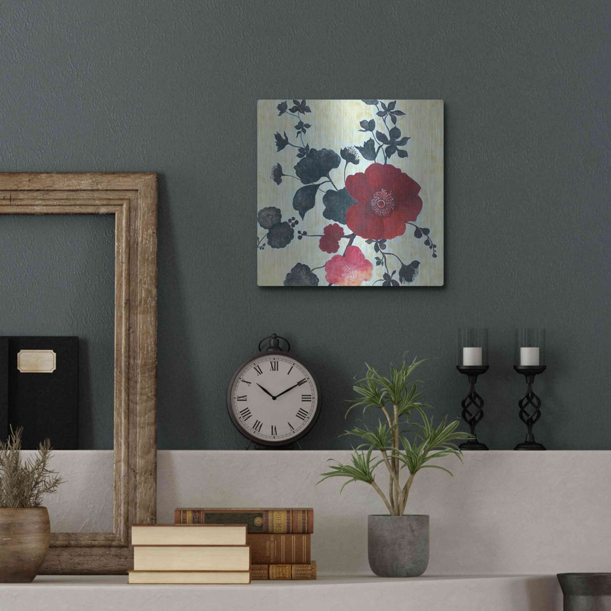 Luxe Metal Art 'Japanese Blossoms 1' by Jadei Graphics, Metal Wall Art,12x12