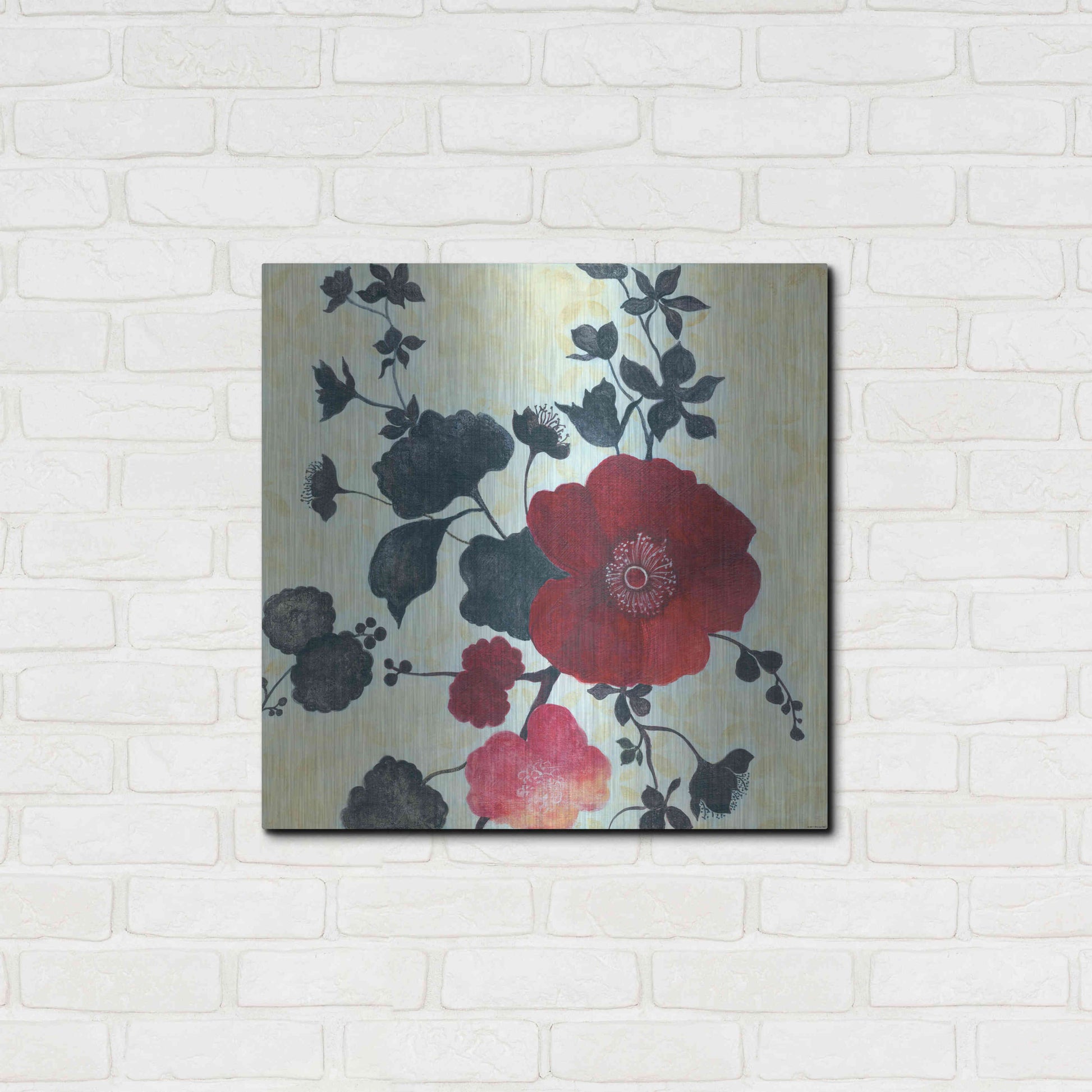 Luxe Metal Art 'Japanese Blossoms 1' by Jadei Graphics, Metal Wall Art,24x24