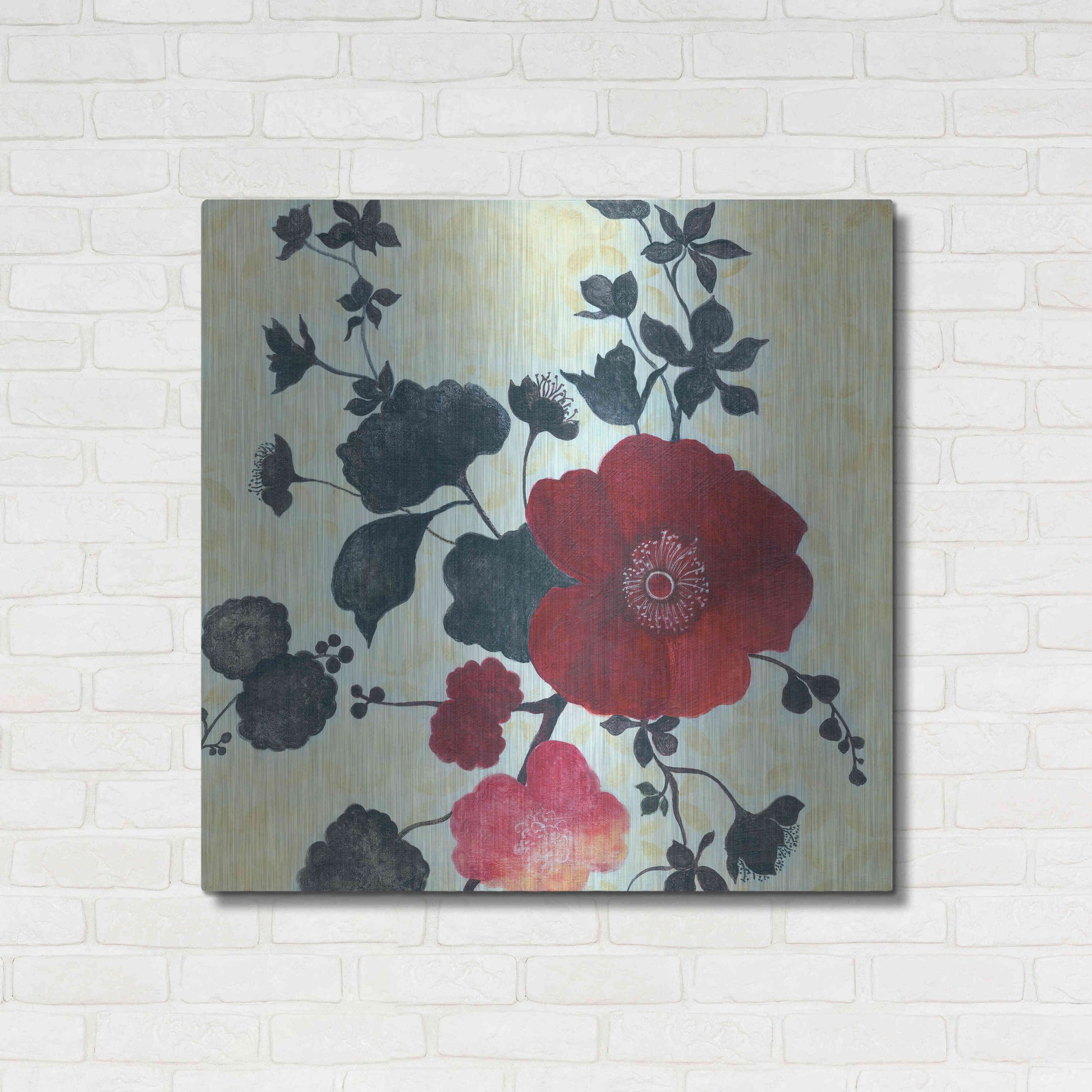 Luxe Metal Art 'Japanese Blossoms 1' by Jadei Graphics, Metal Wall Art,36x36