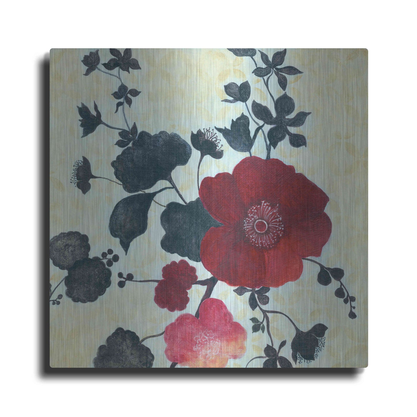 Luxe Metal Art 'Japanese Blossoms 1' by Jadei Graphics, Metal Wall Art