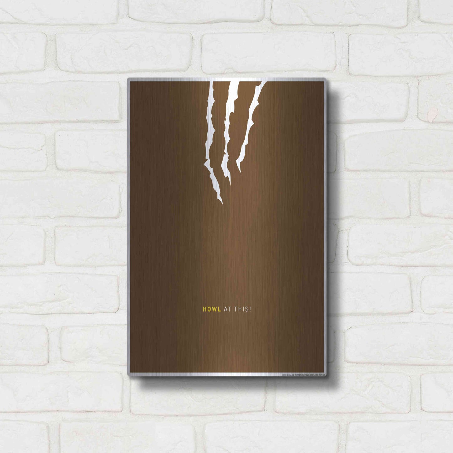 Luxe Metal Art 'Howl At This' by JJ Brando, Metal Wall Art,12x16