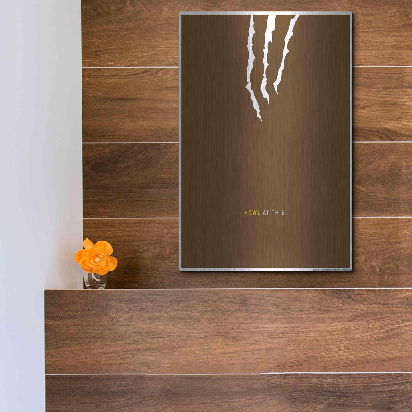 Luxe Metal Art 'Howl At This' by JJ Brando, Metal Wall Art,12x16