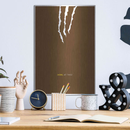 Luxe Metal Art 'Howl At This' by JJ Brando, Metal Wall Art,12x16