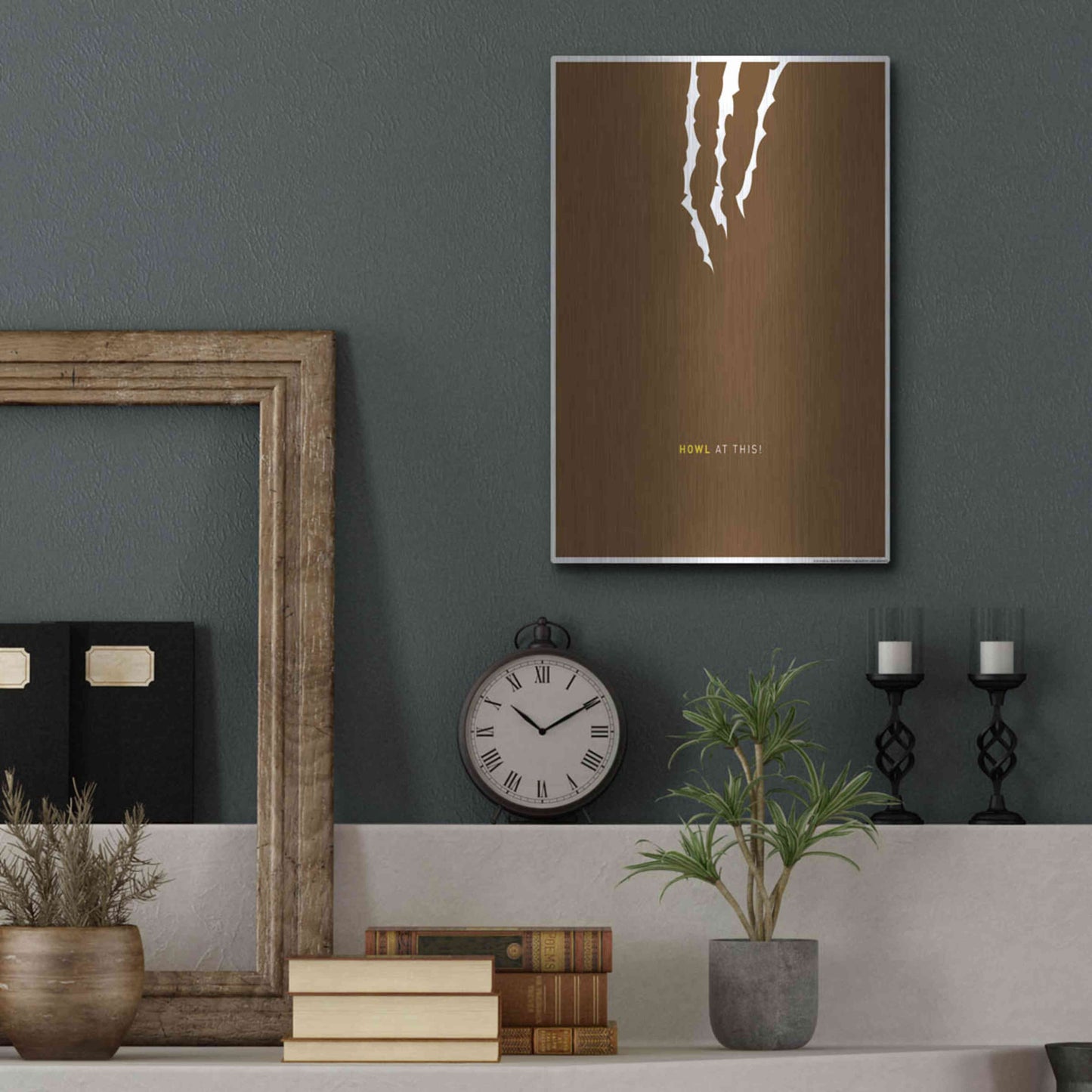 Luxe Metal Art 'Howl At This' by JJ Brando, Metal Wall Art,12x16