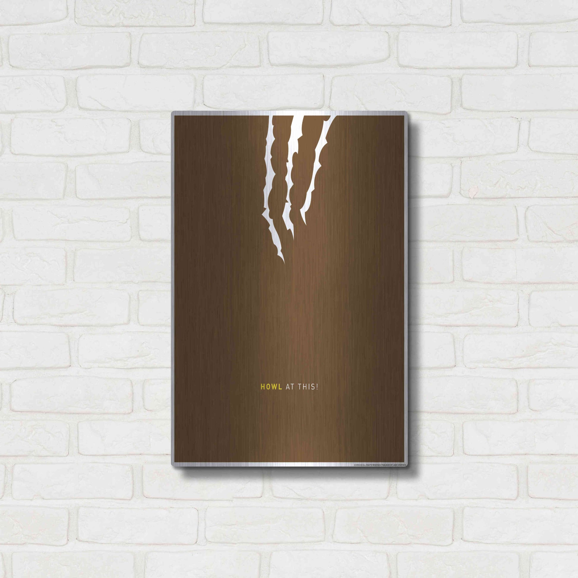 Luxe Metal Art 'Howl At This' by JJ Brando, Metal Wall Art,16x24