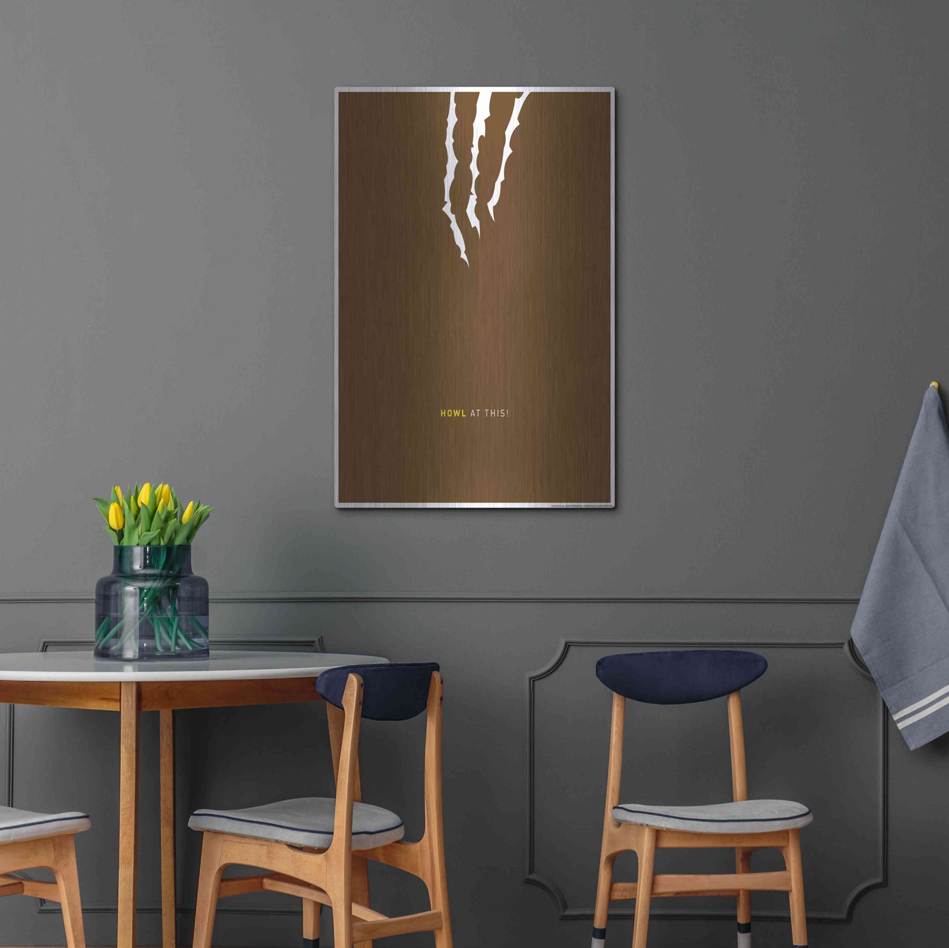 Luxe Metal Art 'Howl At This' by JJ Brando, Metal Wall Art,24x36