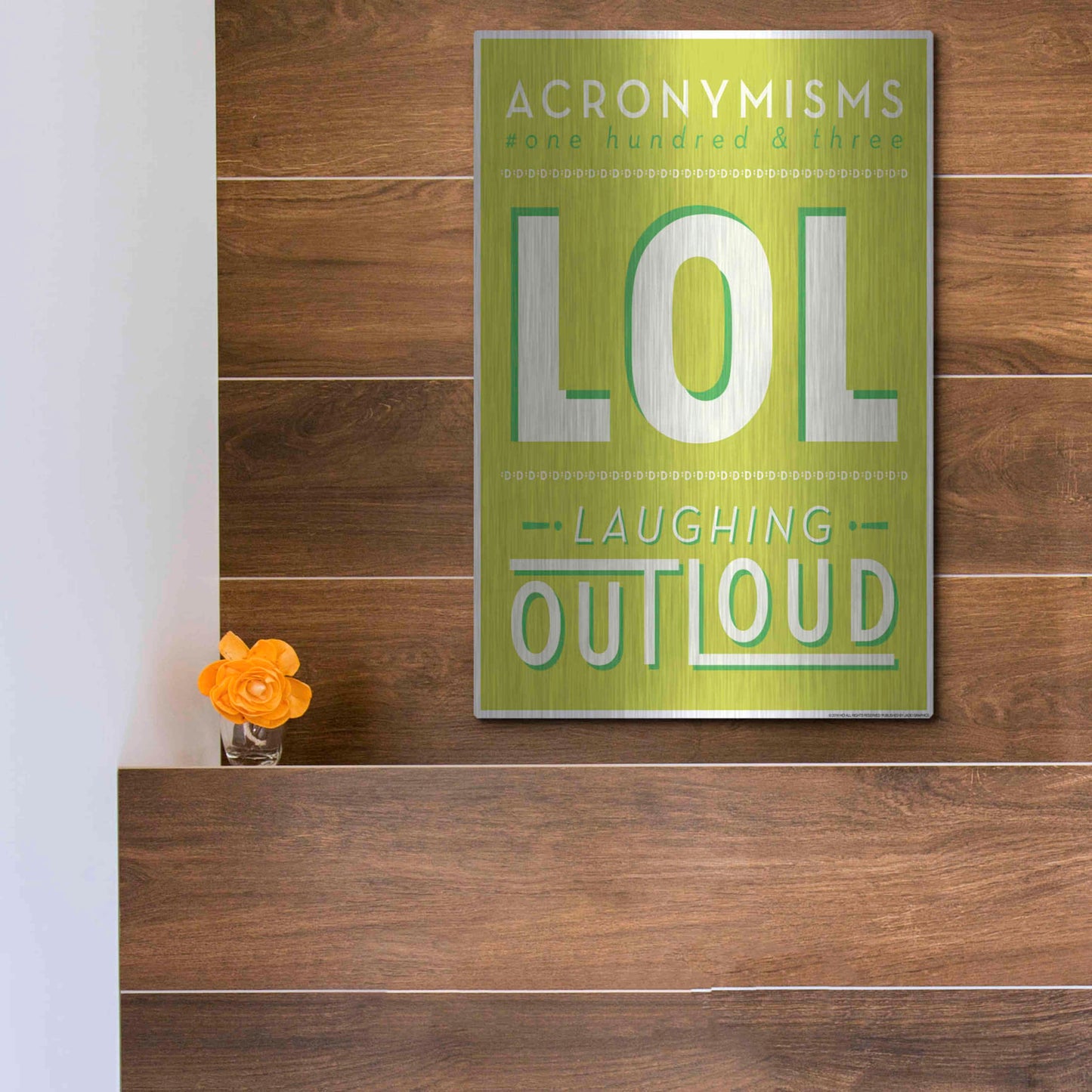 Luxe Metal Art 'Lol' by JJ Brando, Metal Wall Art,12x16