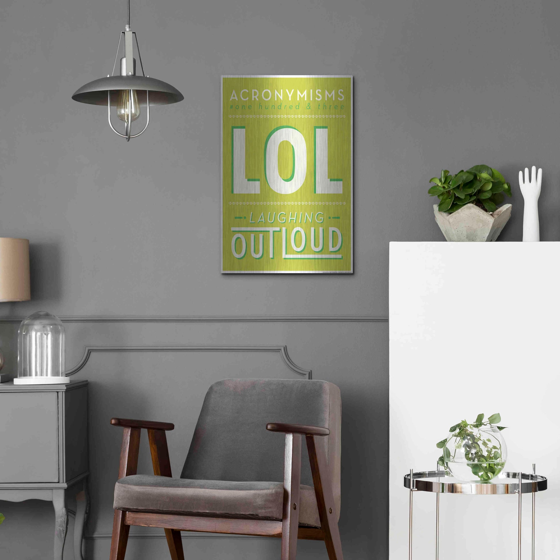 Luxe Metal Art 'Lol' by JJ Brando, Metal Wall Art,16x24