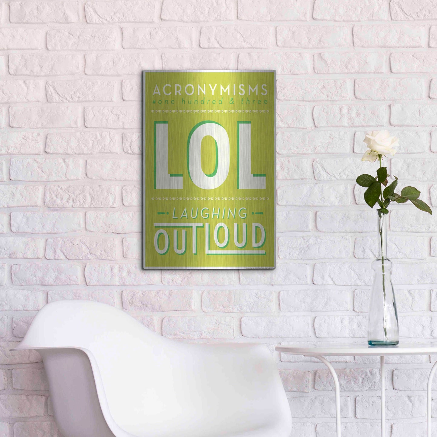 Luxe Metal Art 'Lol' by JJ Brando, Metal Wall Art,16x24