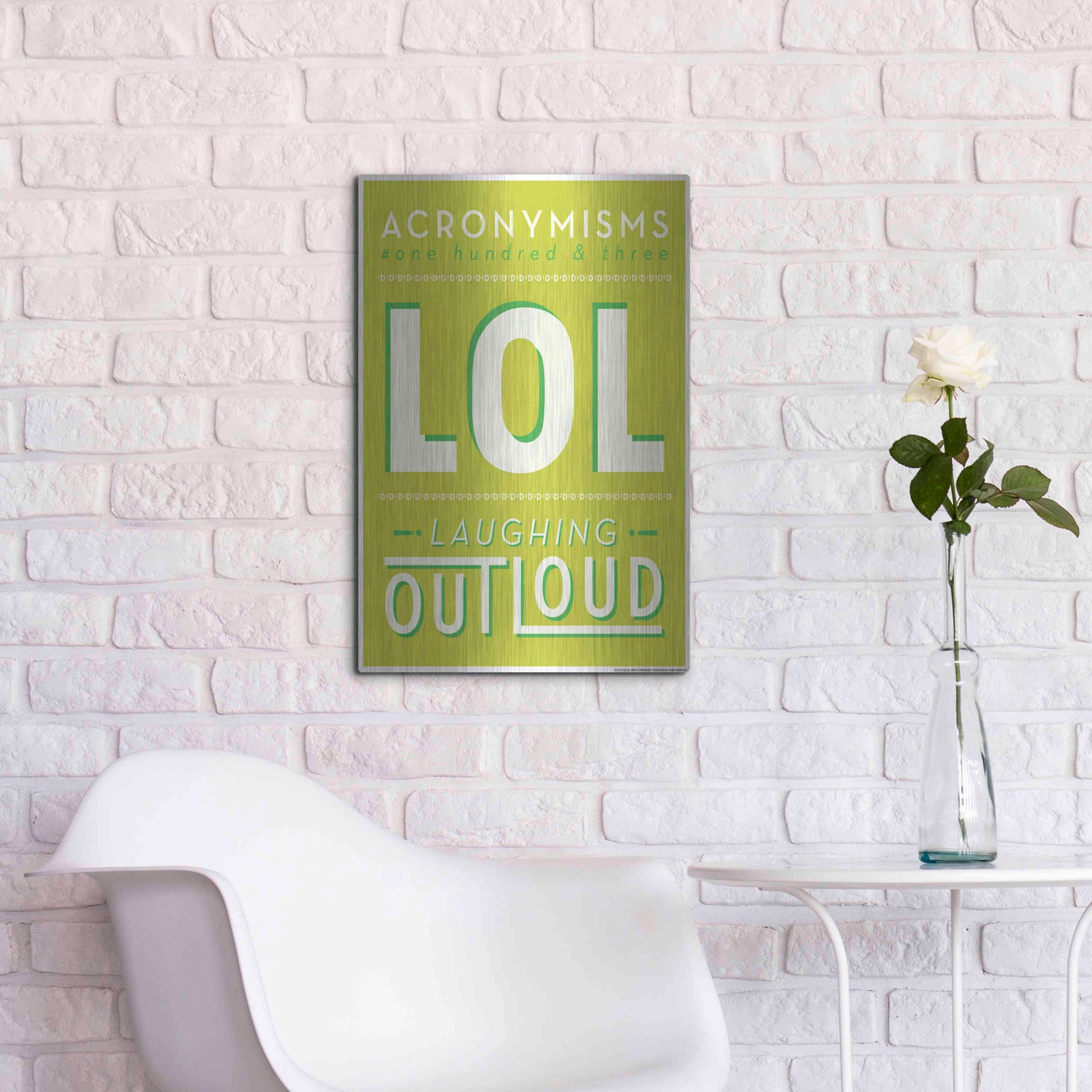 Luxe Metal Art 'Lol' by JJ Brando, Metal Wall Art,16x24