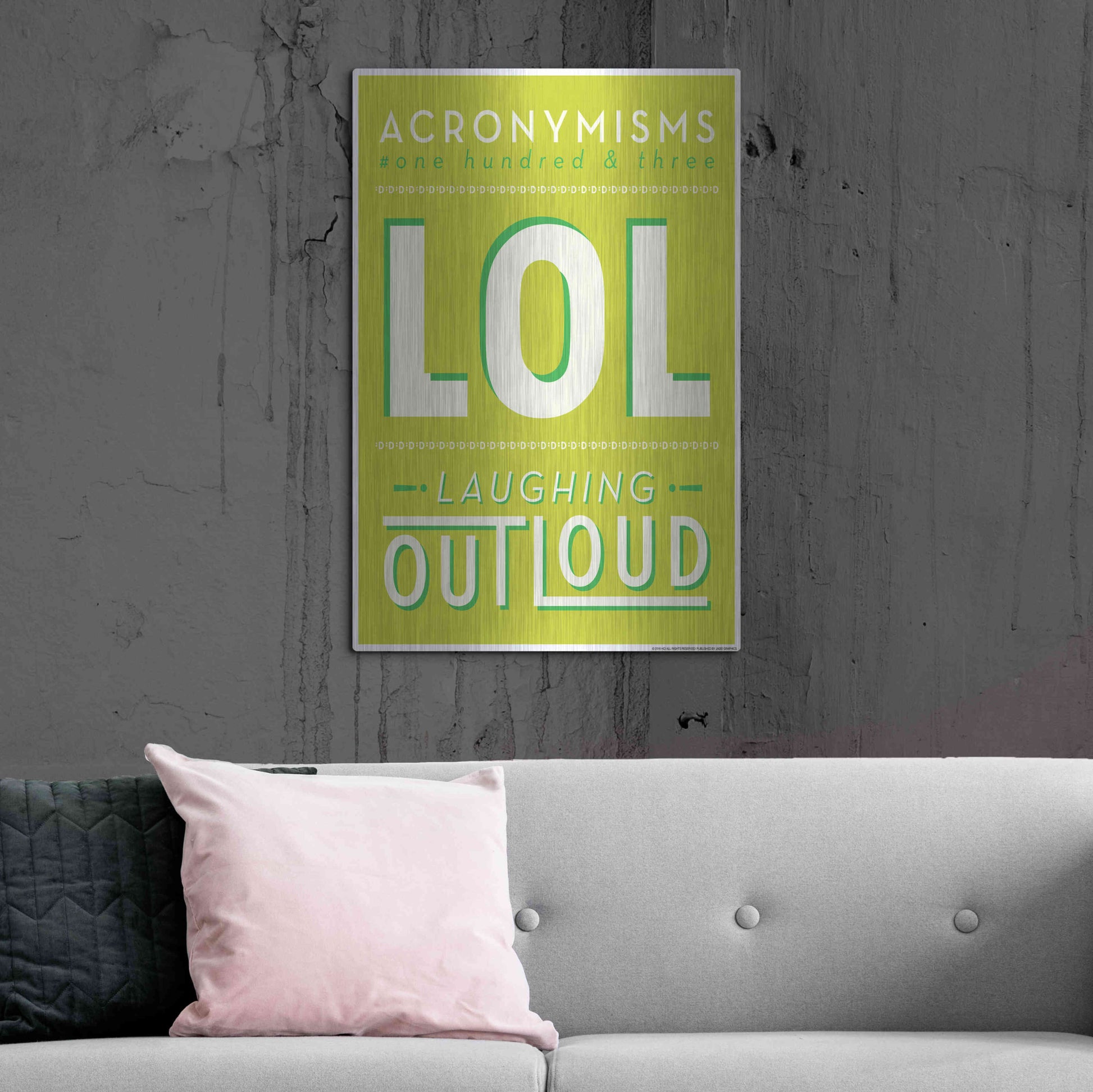 Luxe Metal Art 'Lol' by JJ Brando, Metal Wall Art,24x36