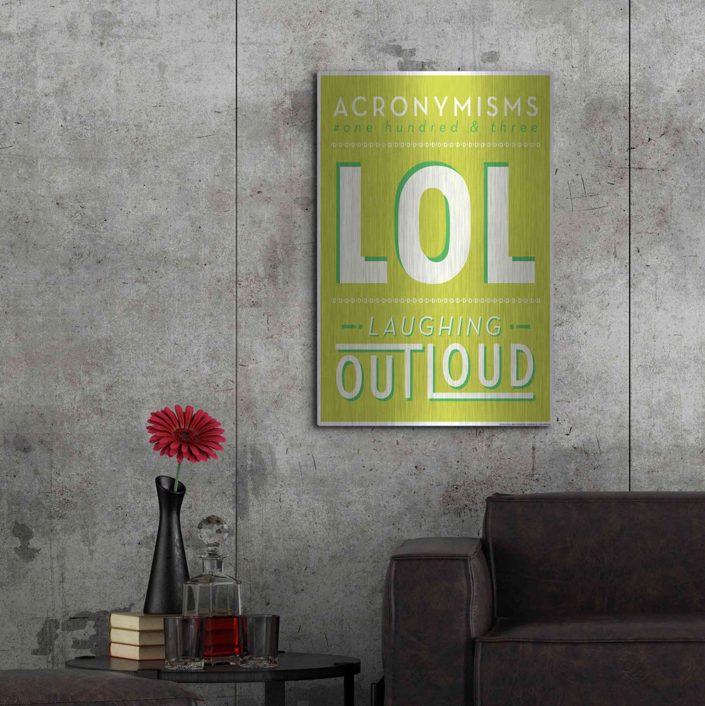 Luxe Metal Art 'Lol' by JJ Brando, Metal Wall Art,24x36