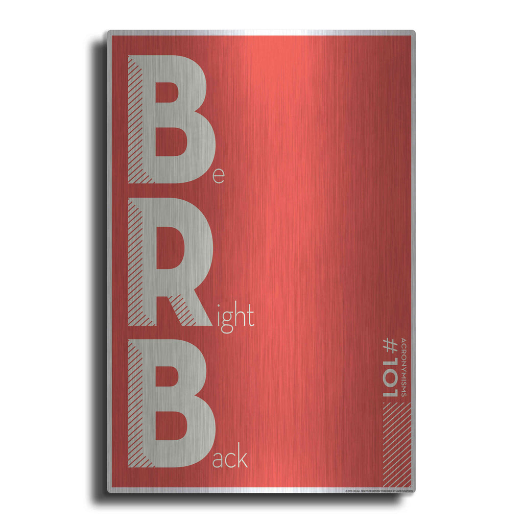 Luxe Metal Art 'Brb' by JJ Brando, Metal Wall Art