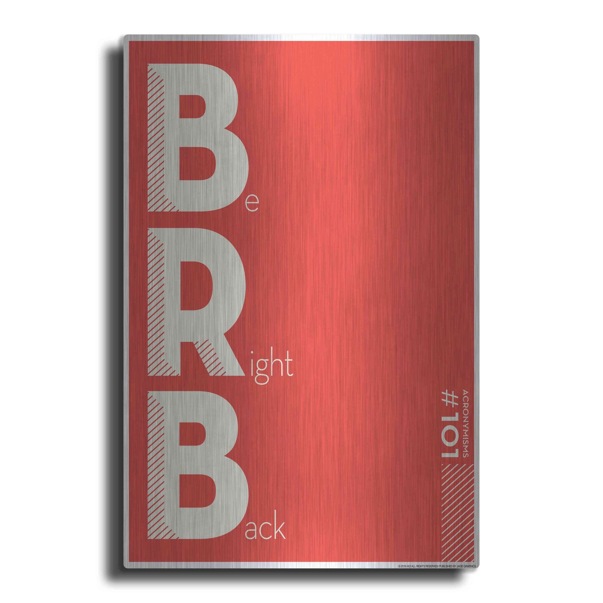 Luxe Metal Art 'Brb' by JJ Brando, Metal Wall Art
