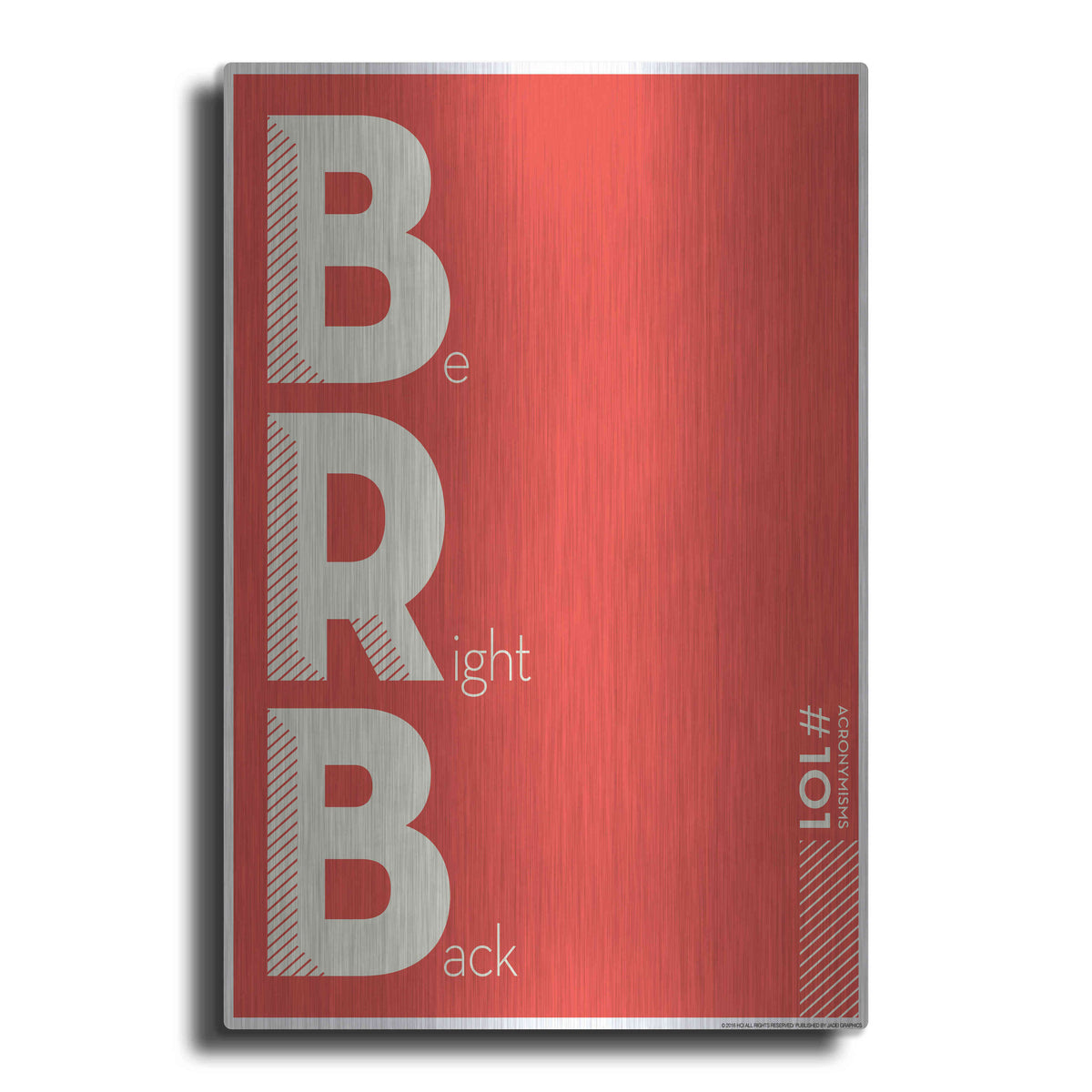 Luxe Metal Art 'Brb' by JJ Brando, Metal Wall Art