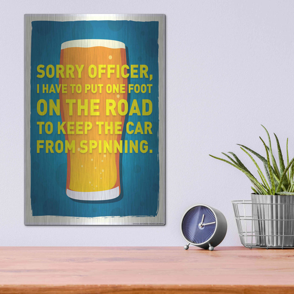 Luxe Metal Art 'Sorry Officer' by JJ Brando, Metal Wall Art,12x16