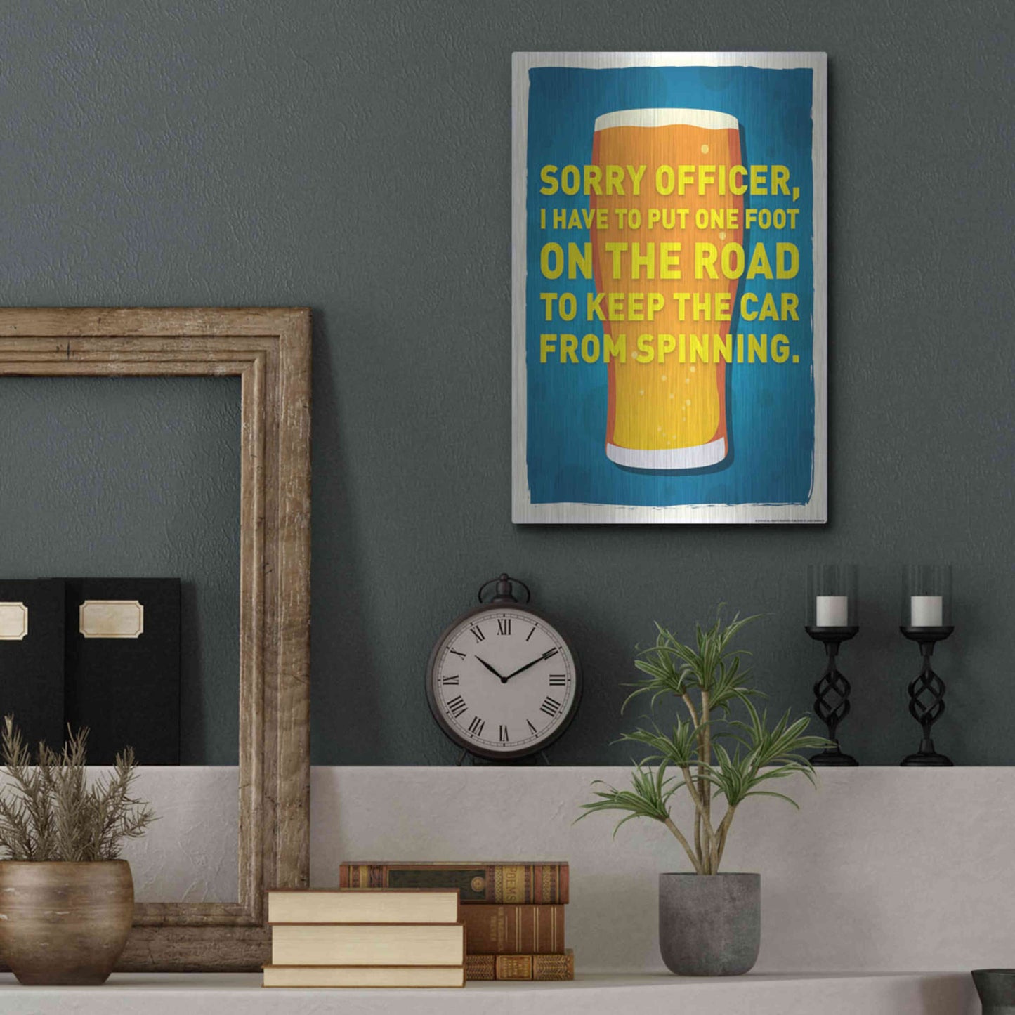 Luxe Metal Art 'Sorry Officer' by JJ Brando, Metal Wall Art,12x16