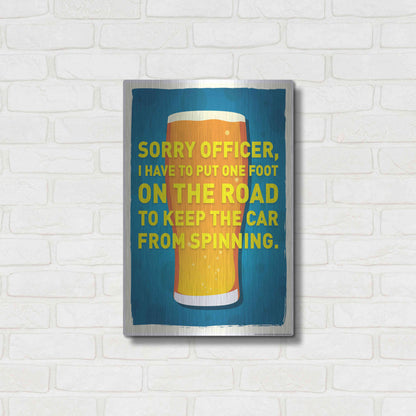 Luxe Metal Art 'Sorry Officer' by JJ Brando, Metal Wall Art,16x24