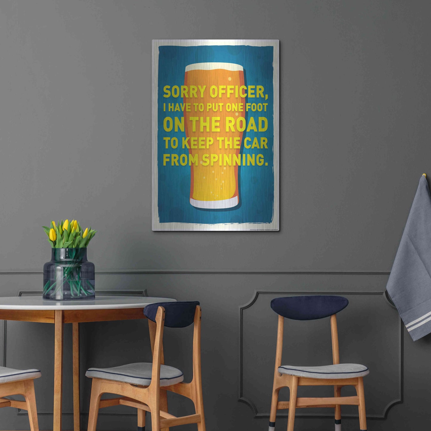 Luxe Metal Art 'Sorry Officer' by JJ Brando, Metal Wall Art,24x36