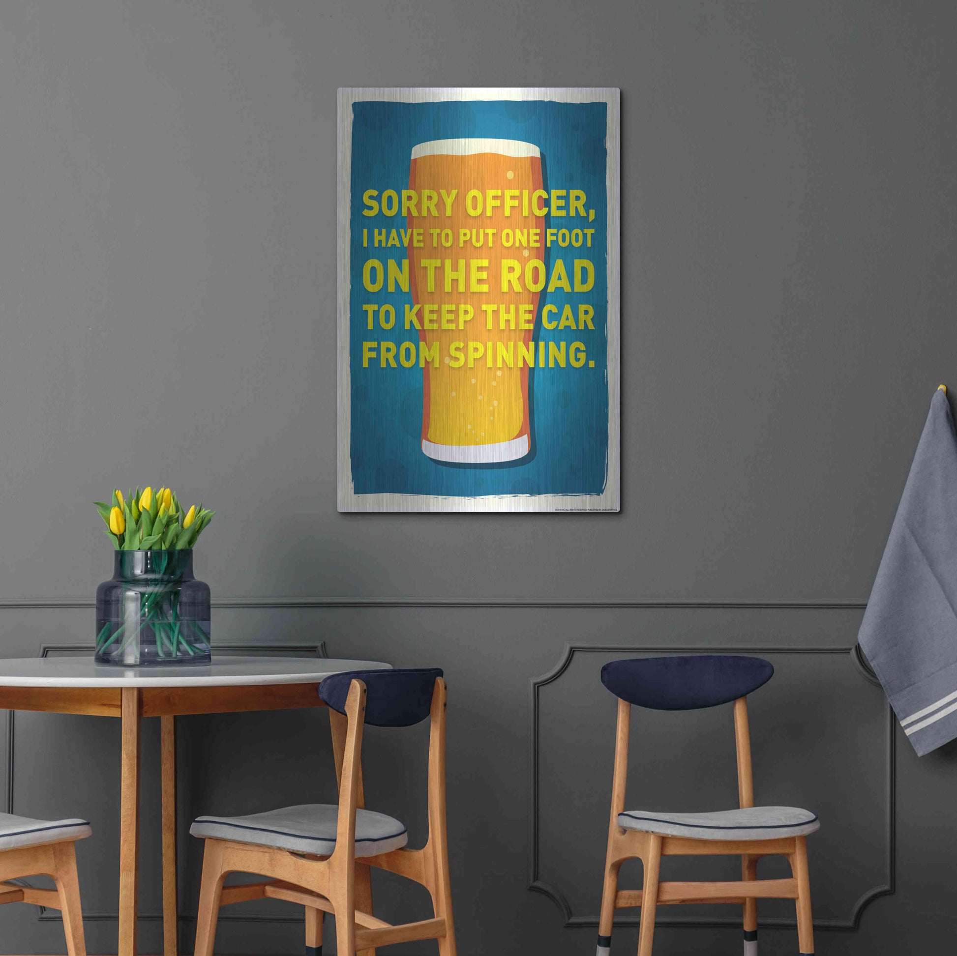 Luxe Metal Art 'Sorry Officer' by JJ Brando, Metal Wall Art,24x36