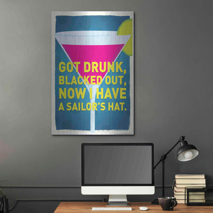 Luxe Metal Art 'Got Drunk' by JJ Brando, Metal Wall Art,24x36