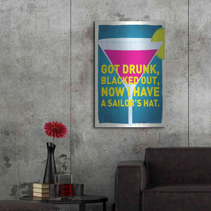 Luxe Metal Art 'Got Drunk' by JJ Brando, Metal Wall Art,24x36