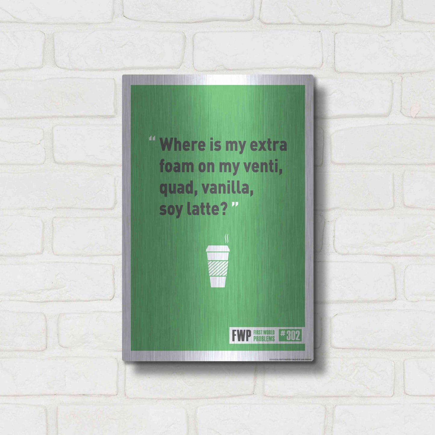 Luxe Metal Art 'Soy Latte' by JJ Brando, Metal Wall Art,12x16