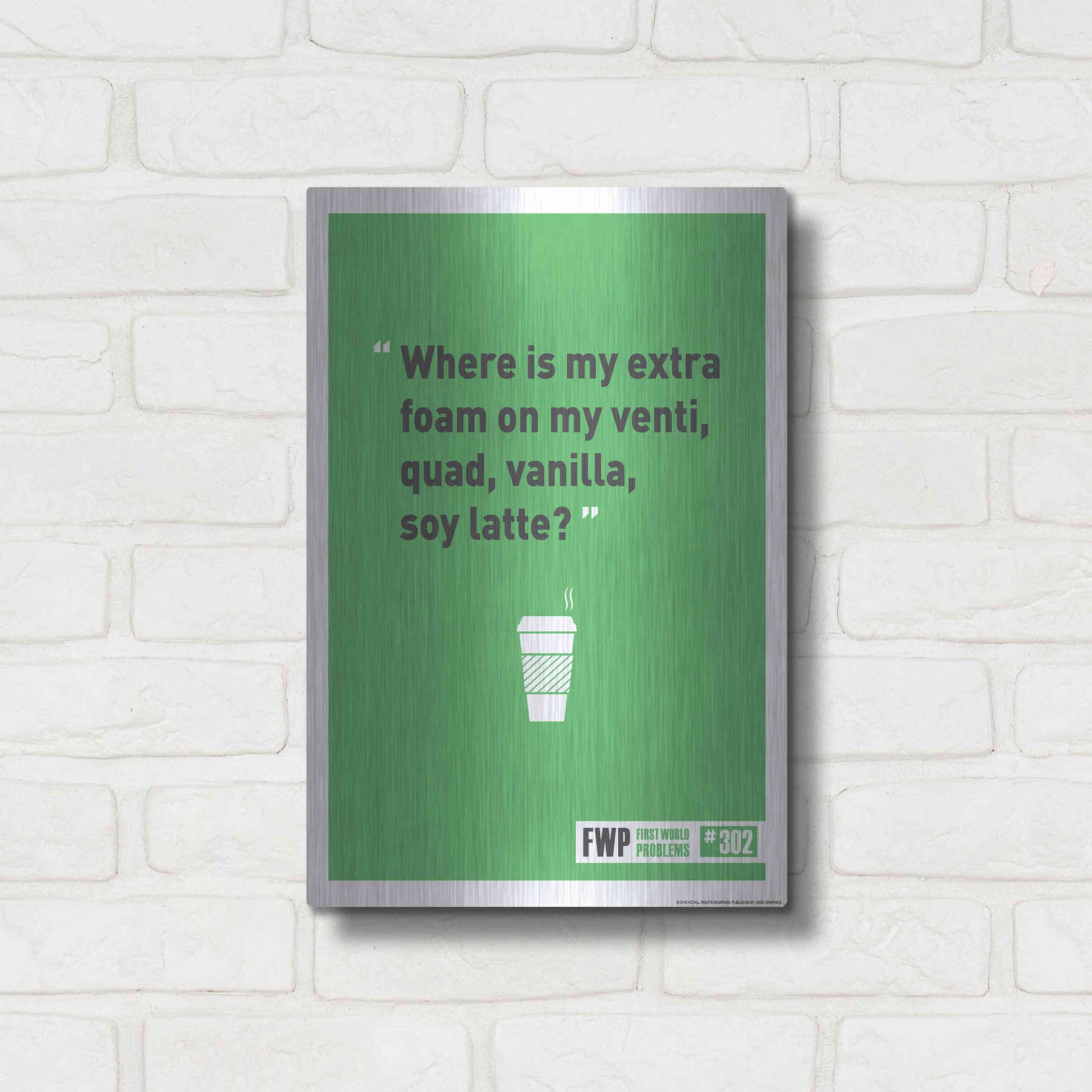 Luxe Metal Art 'Soy Latte' by JJ Brando, Metal Wall Art,12x16