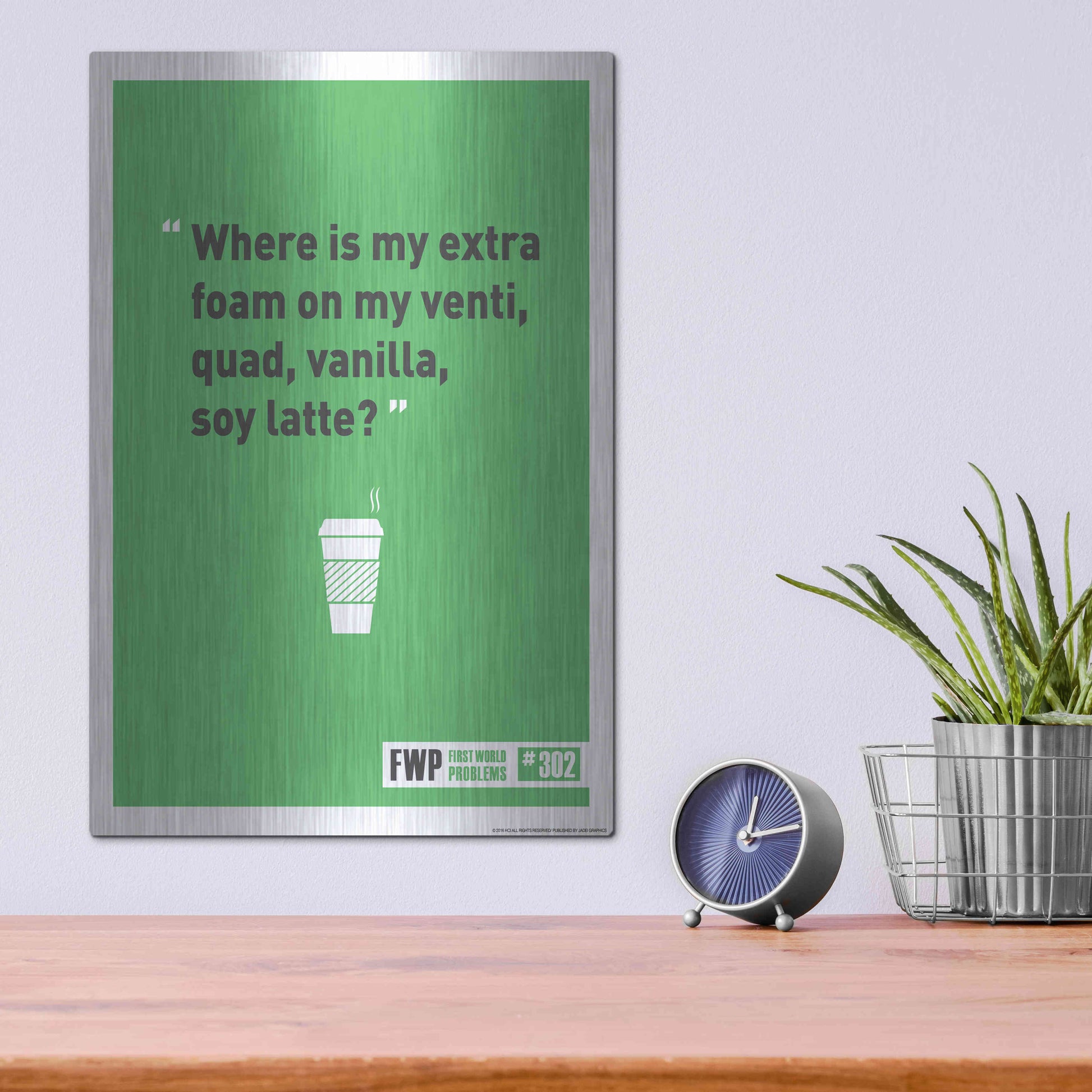 Luxe Metal Art 'Soy Latte' by JJ Brando, Metal Wall Art,12x16