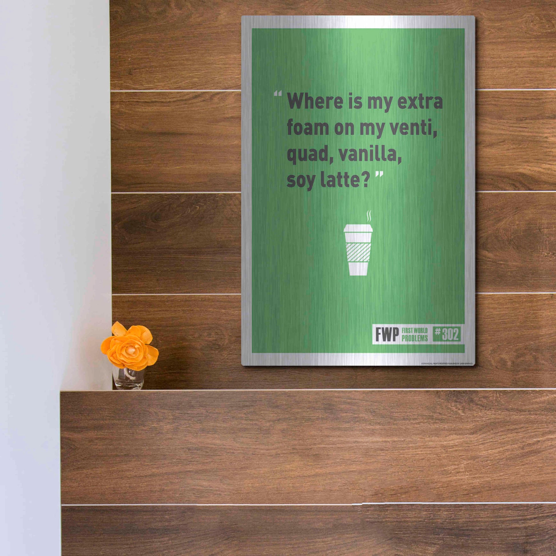 Luxe Metal Art 'Soy Latte' by JJ Brando, Metal Wall Art,12x16