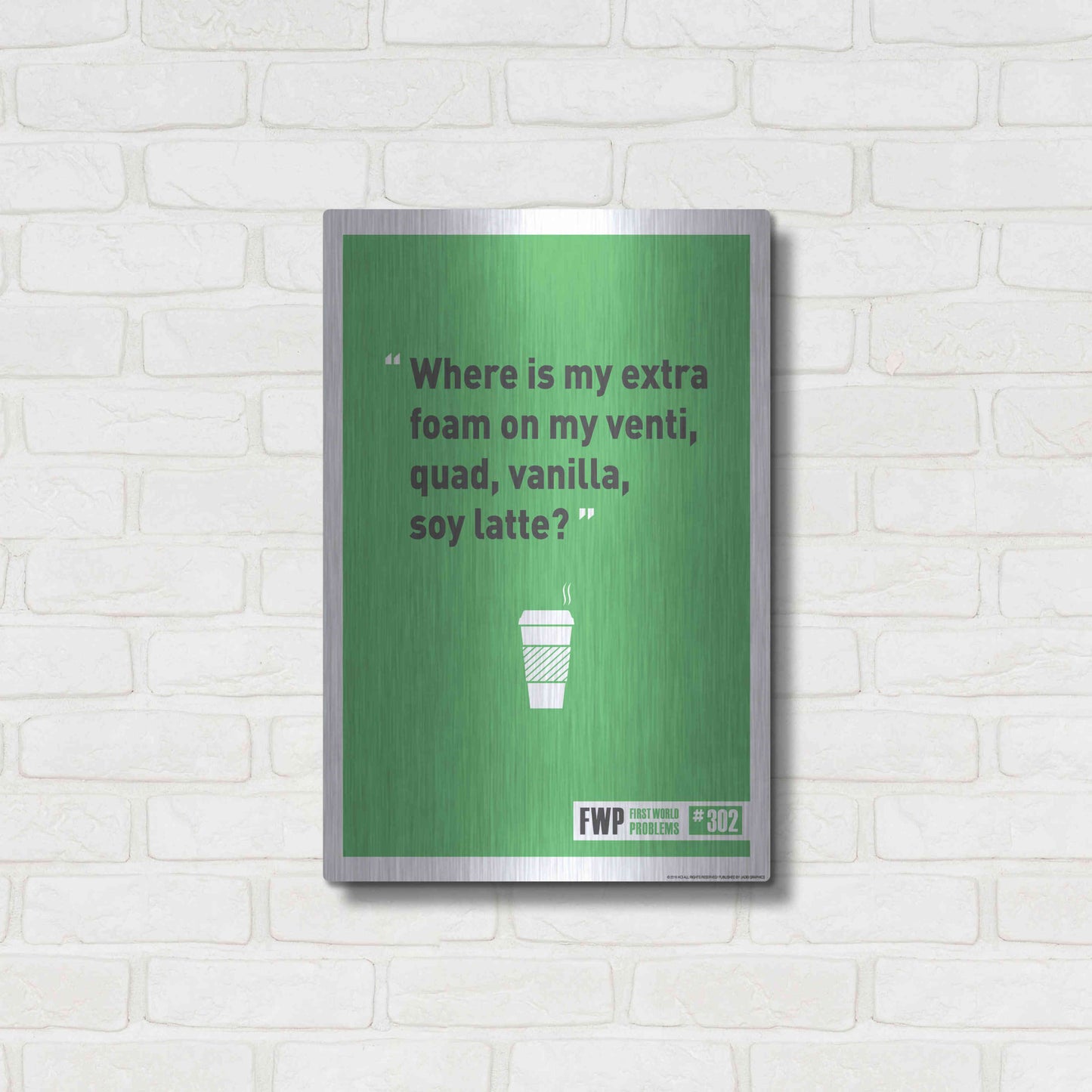 Luxe Metal Art 'Soy Latte' by JJ Brando, Metal Wall Art,16x24