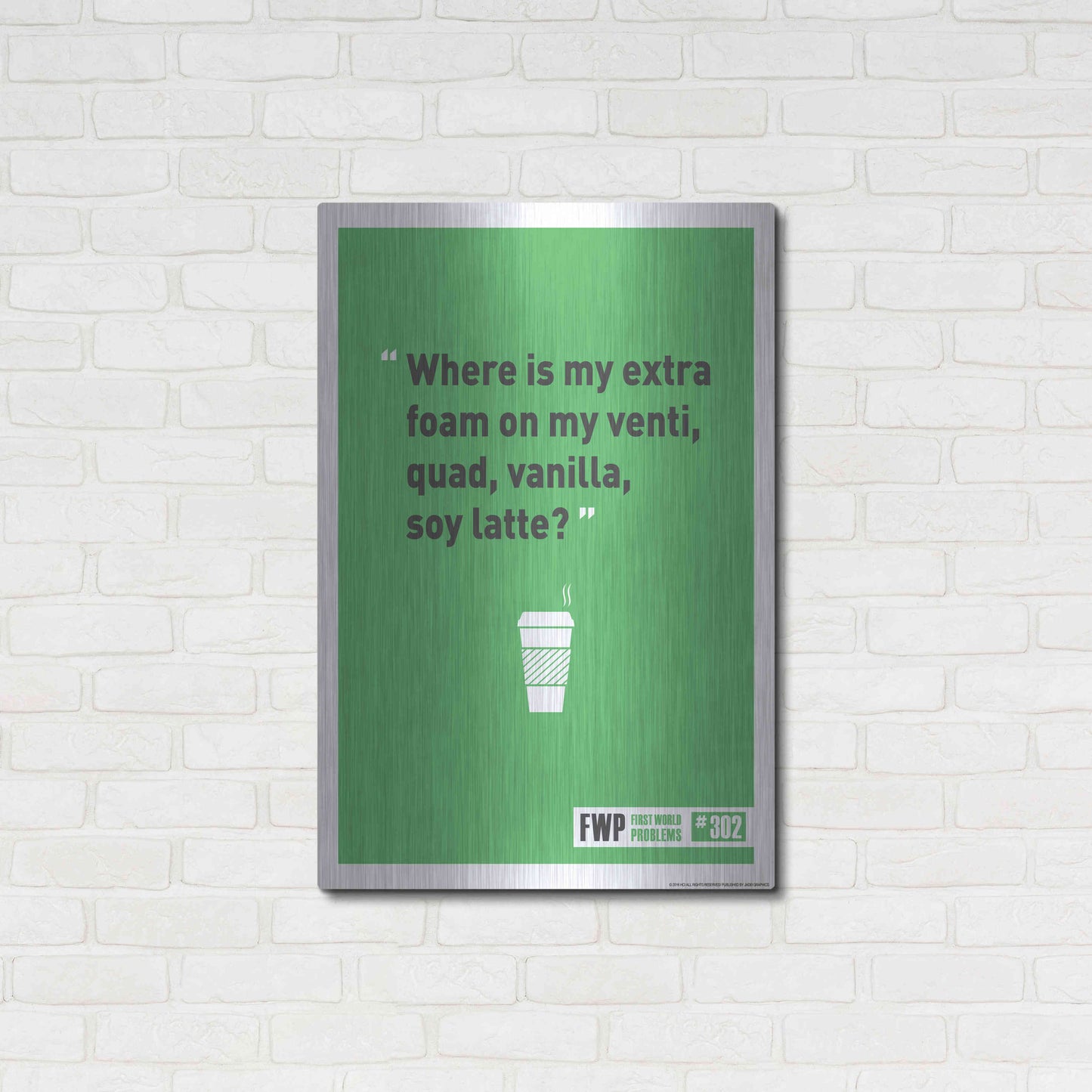 Luxe Metal Art 'Soy Latte' by JJ Brando, Metal Wall Art,24x36