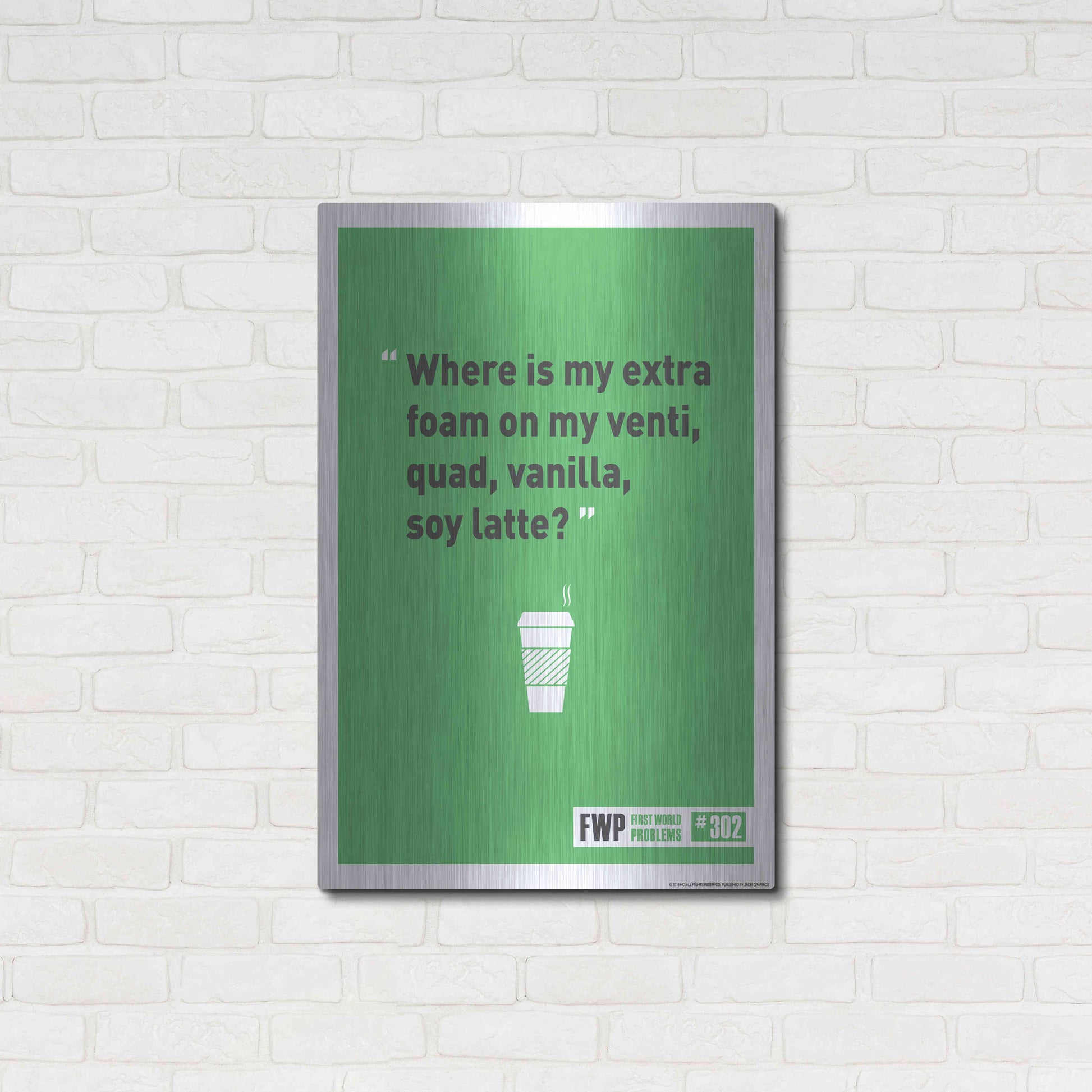 Luxe Metal Art 'Soy Latte' by JJ Brando, Metal Wall Art,24x36