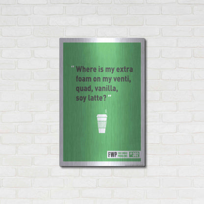 Luxe Metal Art 'Soy Latte' by JJ Brando, Metal Wall Art,24x36