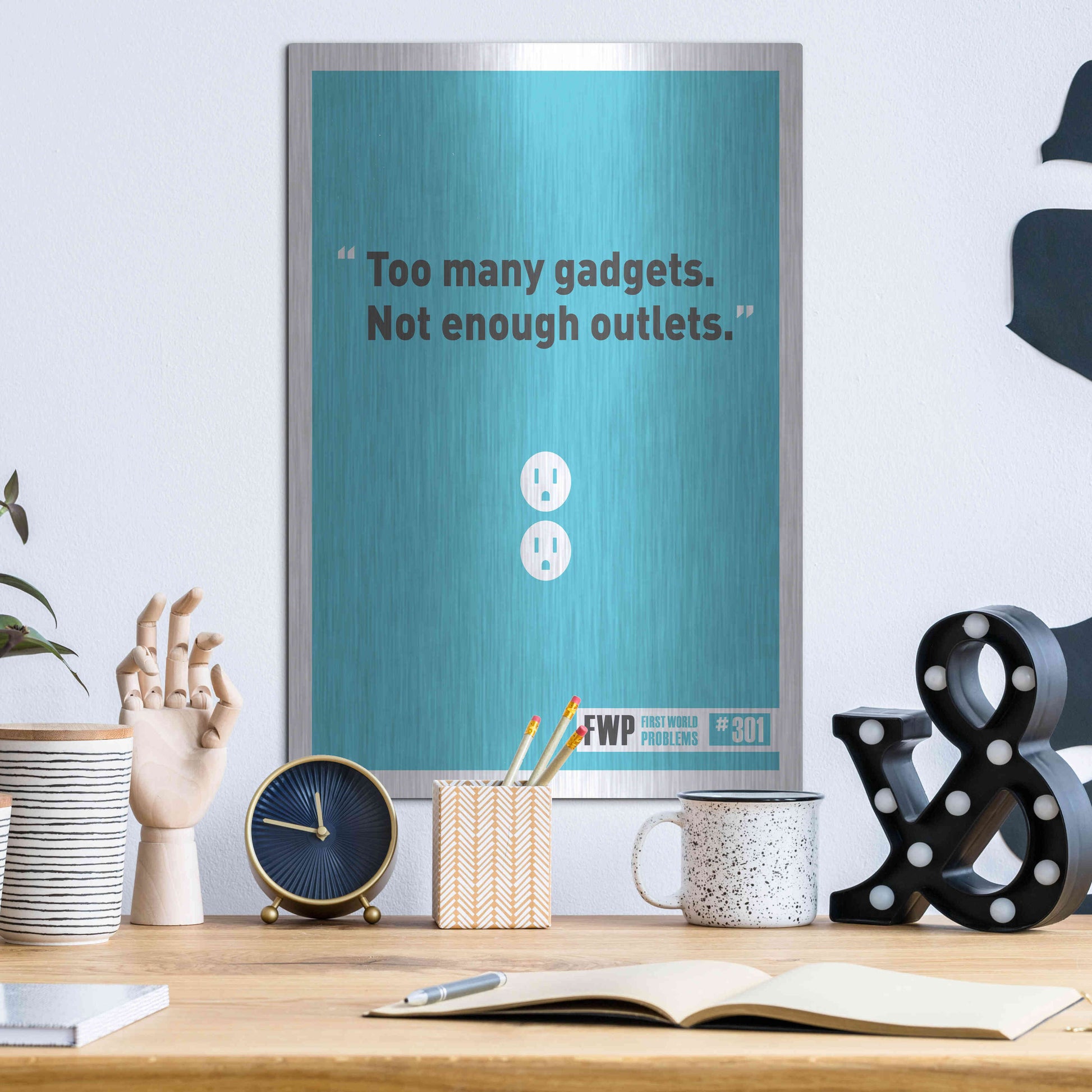 Luxe Metal Art 'Gadgets' by JJ Brando, Metal Wall Art,12x16