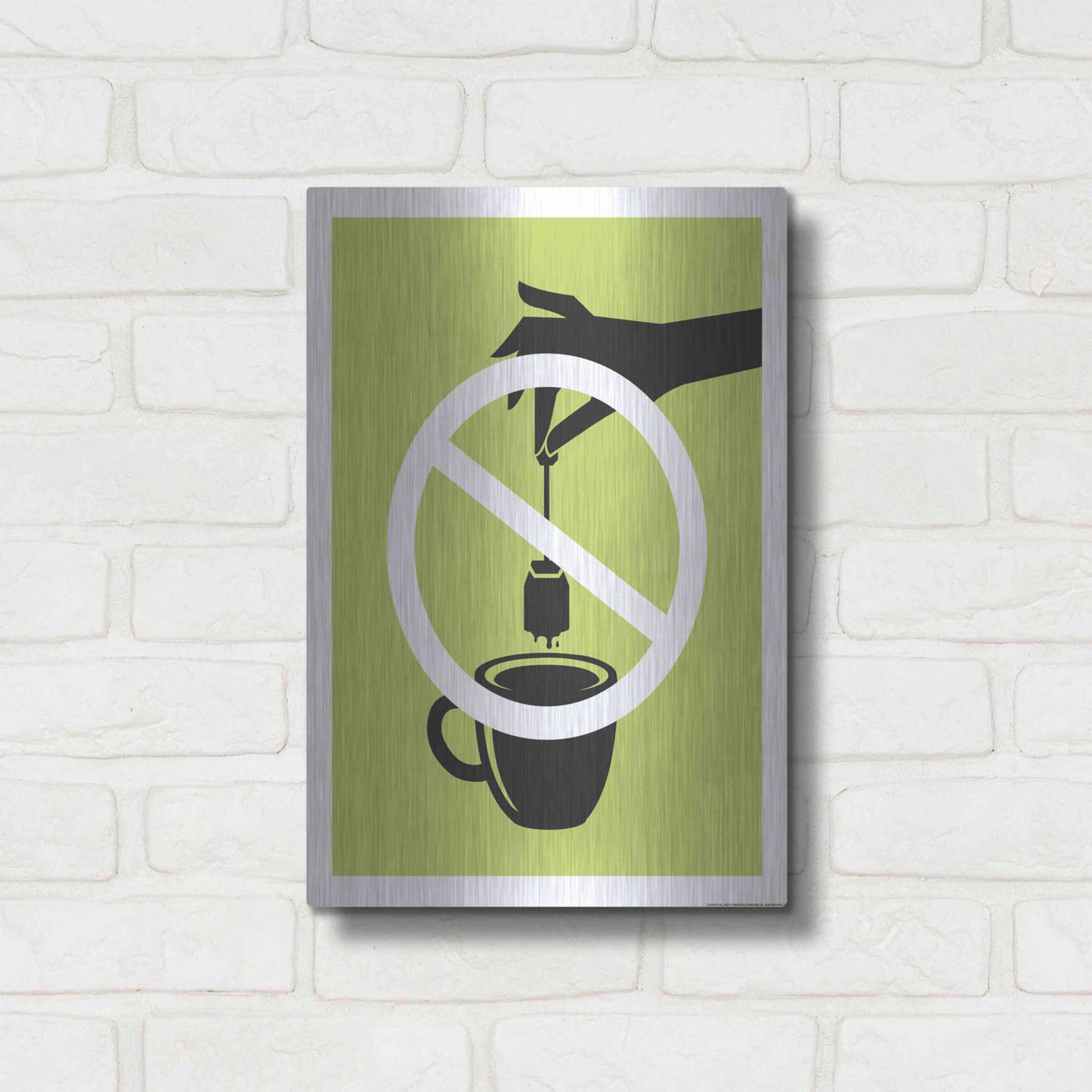 Luxe Metal Art 'No Teabag' by JJ Brando, Metal Wall Art,12x16
