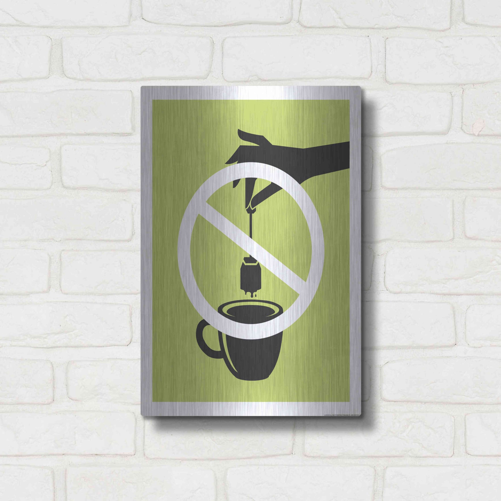 Luxe Metal Art 'No Teabag' by JJ Brando, Metal Wall Art,12x16