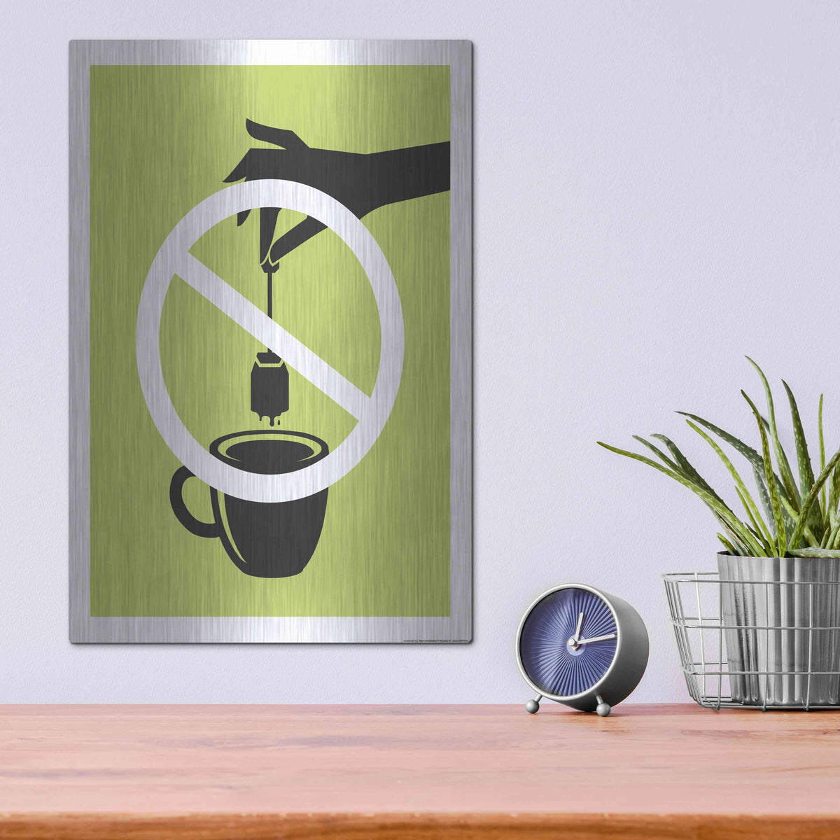 Luxe Metal Art 'No Teabag' by JJ Brando, Metal Wall Art,12x16