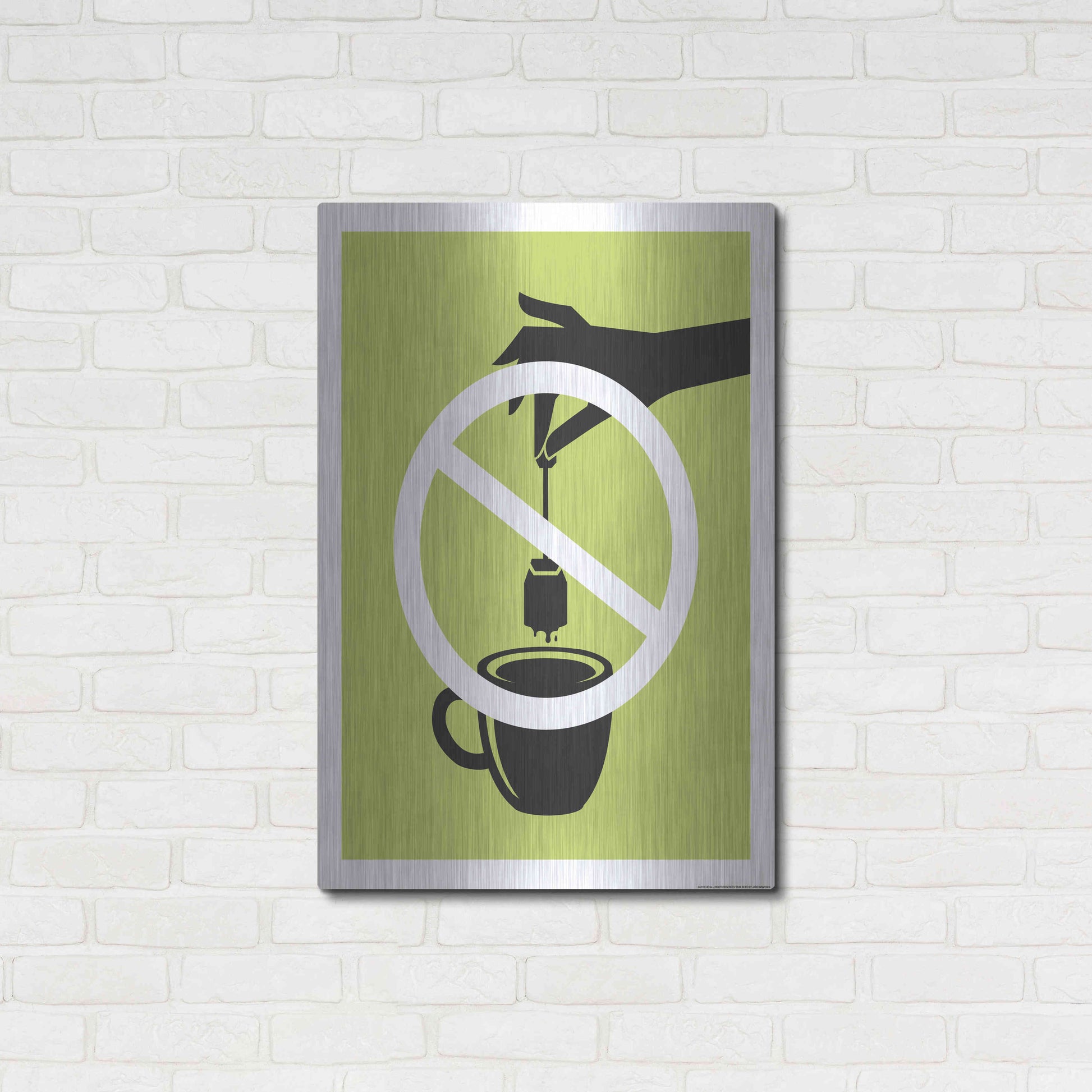 Luxe Metal Art 'No Teabag' by JJ Brando, Metal Wall Art,24x36
